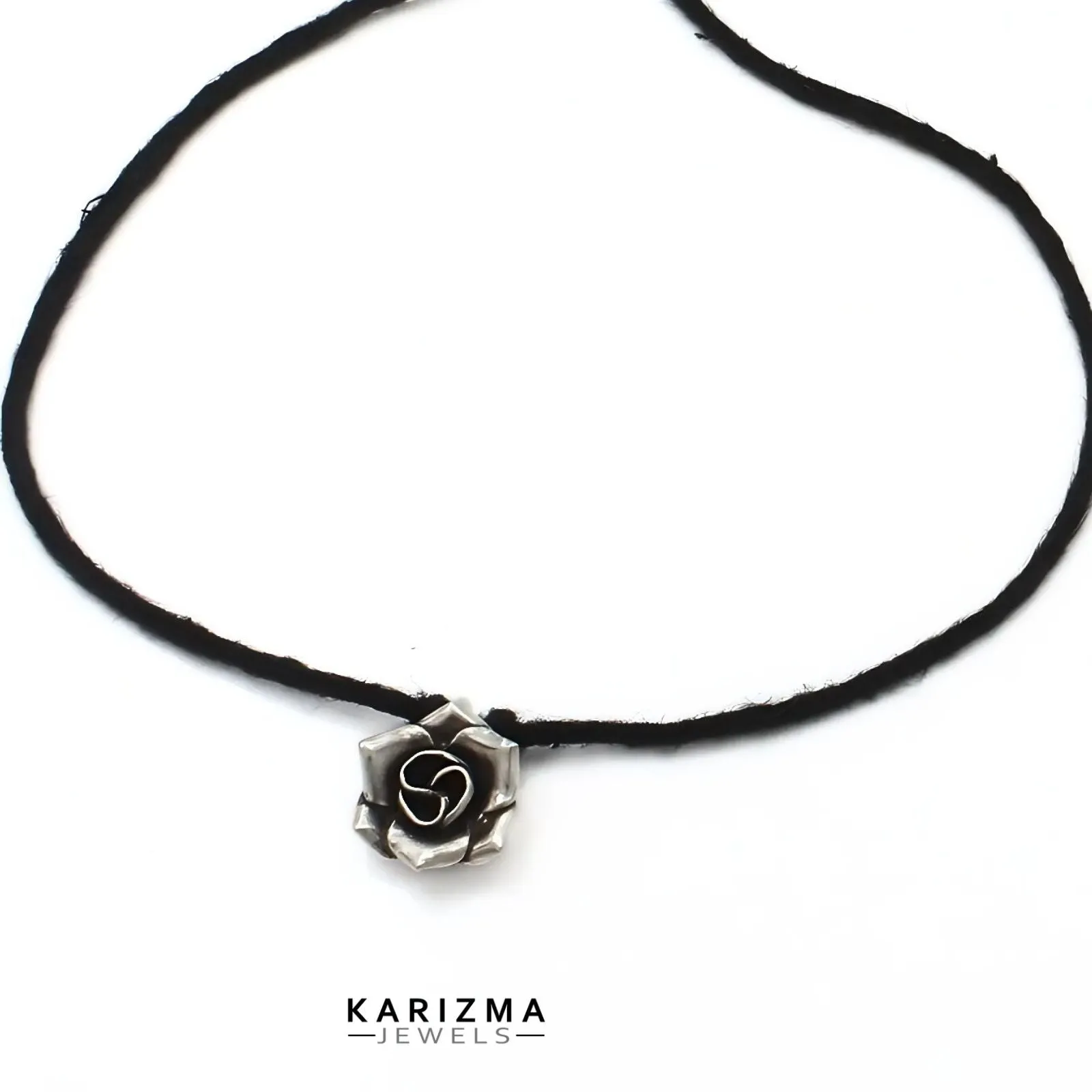 925 Sterling Silver Oxidized Flower charm with black thread Women single pretty Anklet