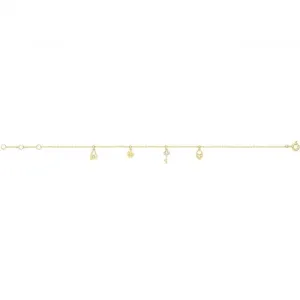 9ct Yellow Gold Chain Bracelet with Zirconia Charms - BR652