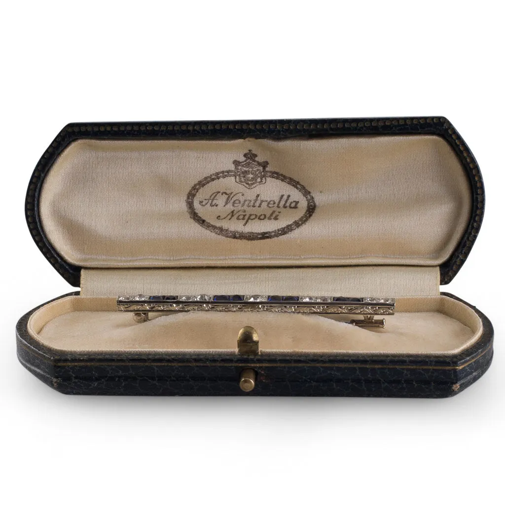 A Sapphire & Diamond Bar Brooch
