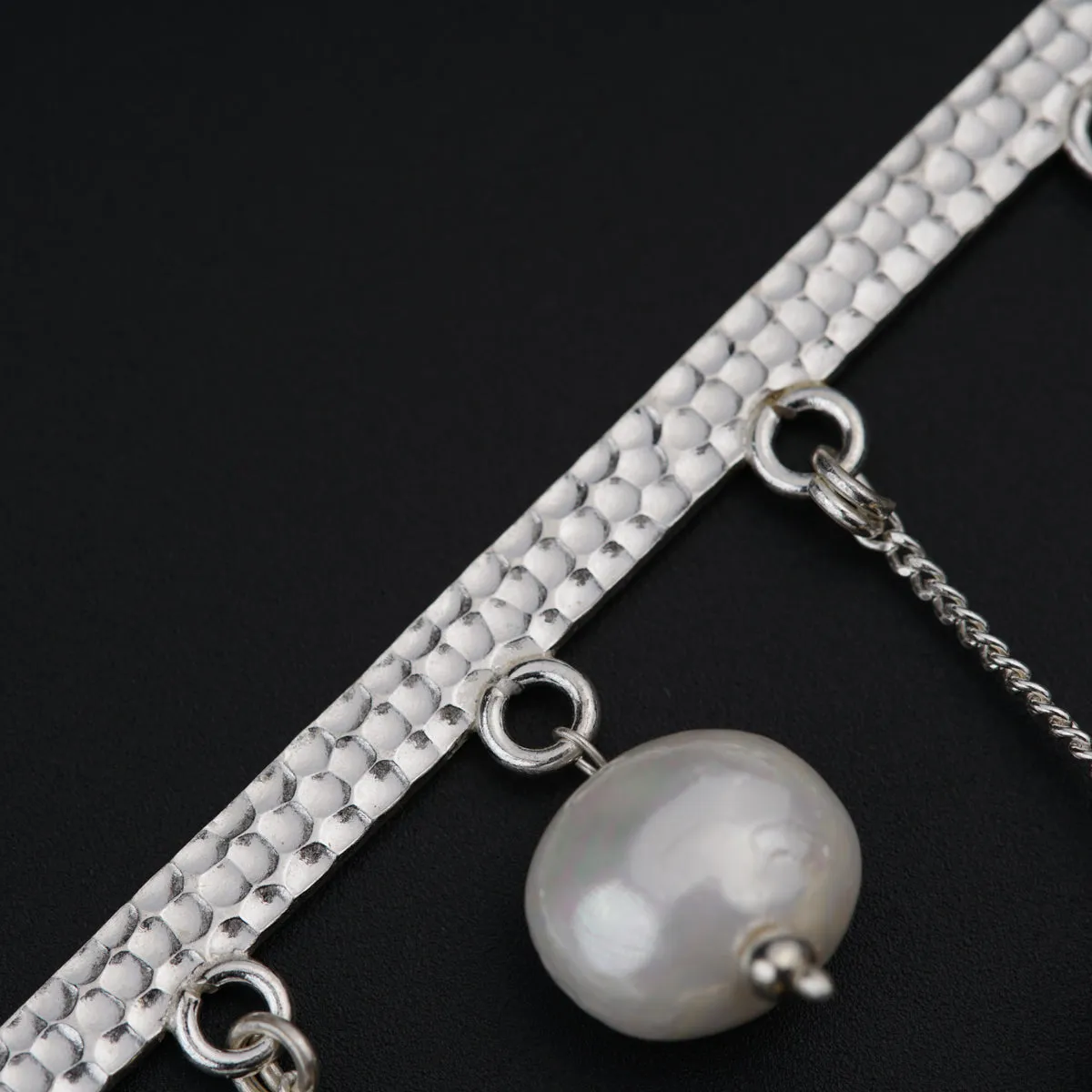 Abstract Silver Necklace : Pearls