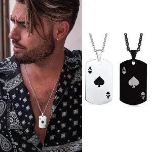 Ace Poker Card Stainless Steel Pendant Necklace