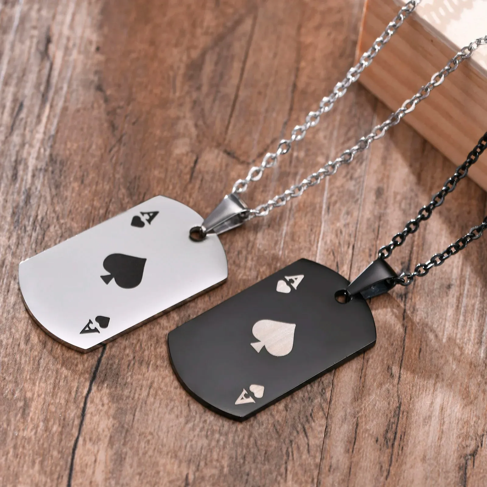Ace Poker Card Stainless Steel Pendant Necklace
