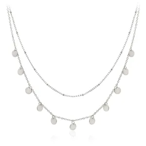 Aisansty Dainty Layered Choker Necklaces Handmade Coin Tube Star Pearl Pendant Multilayer Adjustable Layering Chain Gold Plated Necklaces Set for Women Girls Silver-Coin Charms