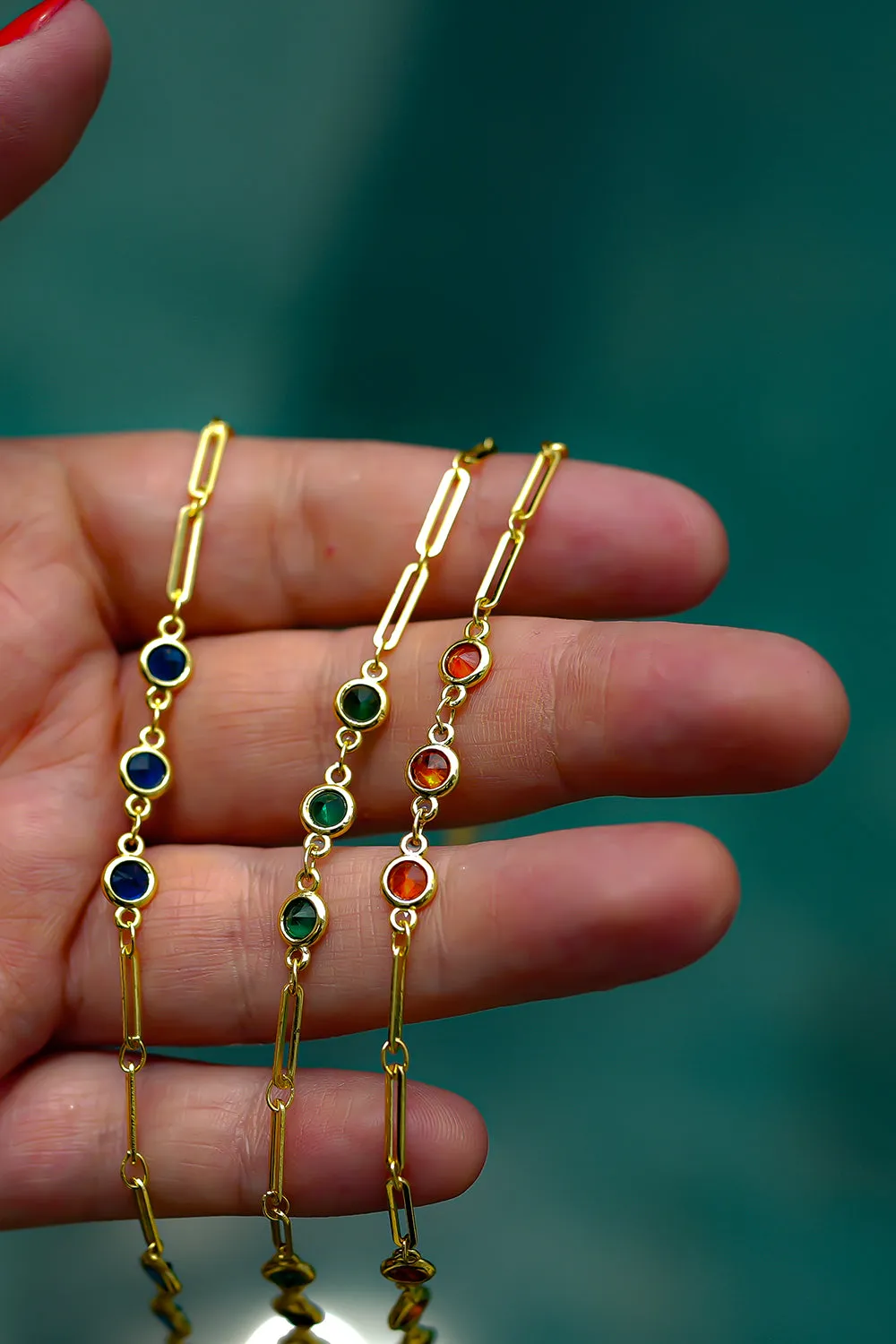 Amber Flame Anklet - Orange Zirconia
