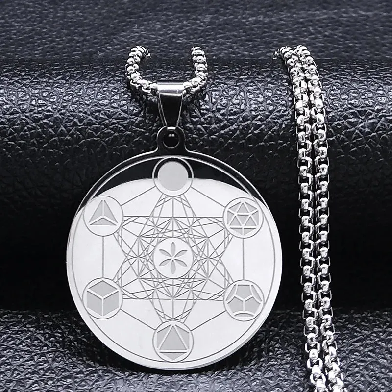 Angel Seal Archangel Metatron Cube Pendant Necklace for Women Men