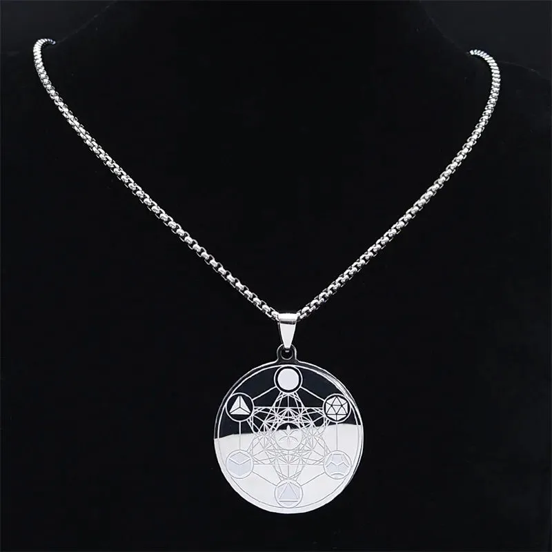 Angel Seal Archangel Metatron Cube Pendant Necklace for Women Men