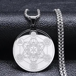 Angel Seal Archangel Metatron Cube Pendant Necklace for Women Men