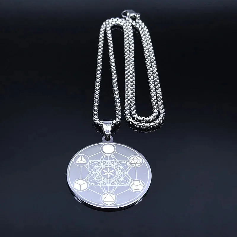 Angel Seal Archangel Metatron Cube Pendant Necklace for Women Men