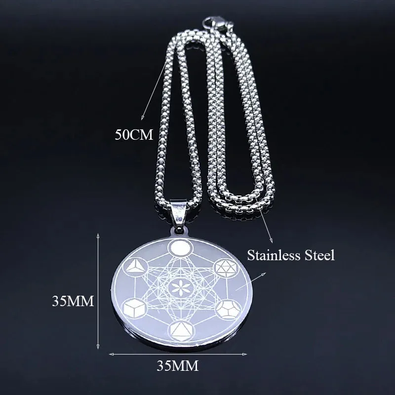 Angel Seal Archangel Metatron Cube Pendant Necklace for Women Men