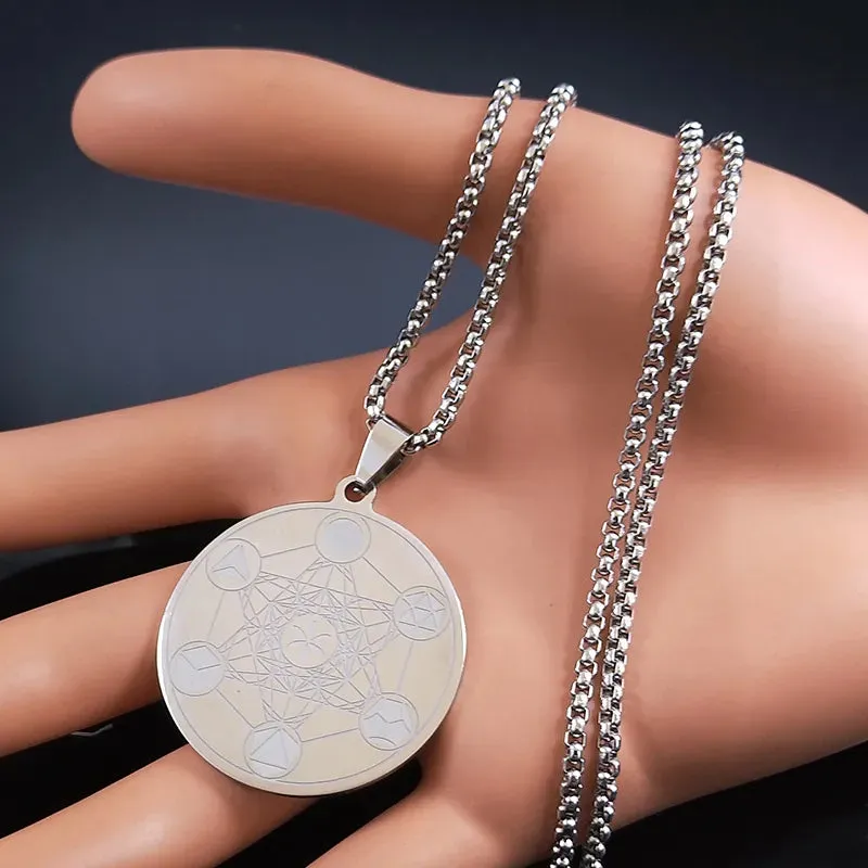Angel Seal Archangel Metatron Cube Pendant Necklace for Women Men