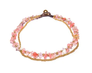Anklet - Brass & Rose Quartz Anklet