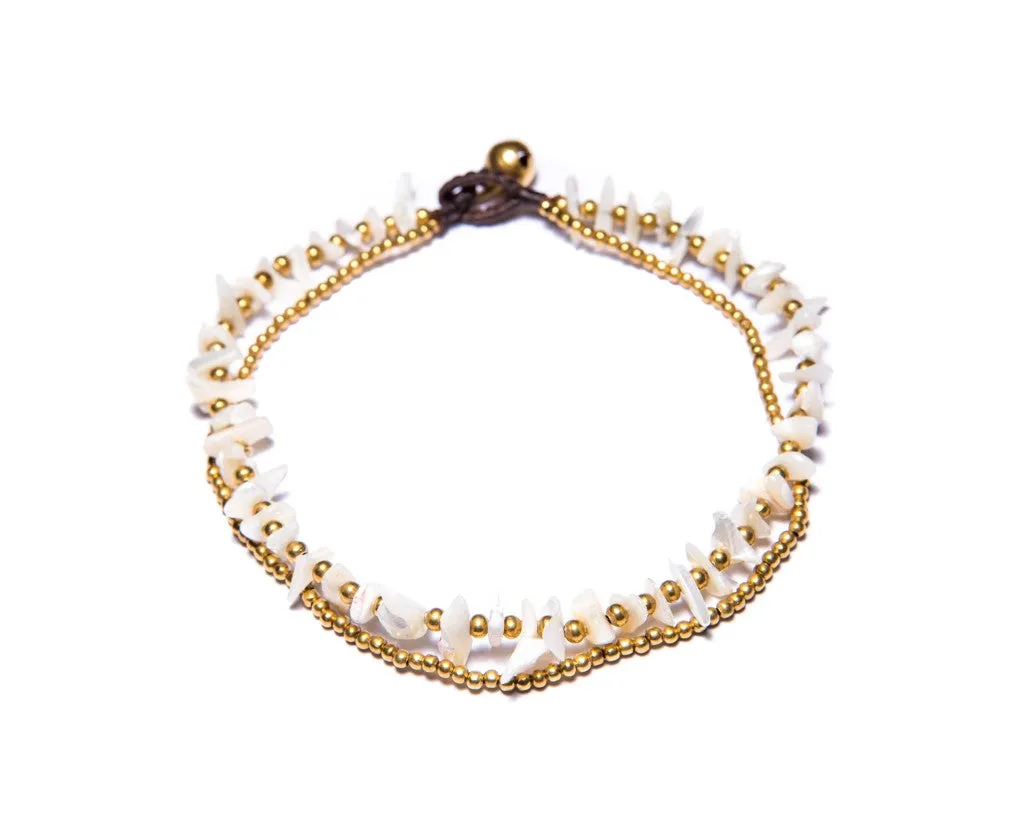 Anklet  -  Brass & White Agate Chip Anklet
