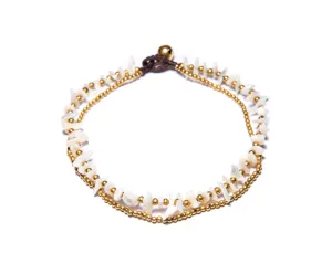 Anklet  -  Brass & White Agate Chip Anklet