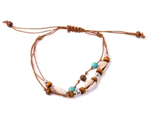 Anklet  -  String Cord Brown Seashell