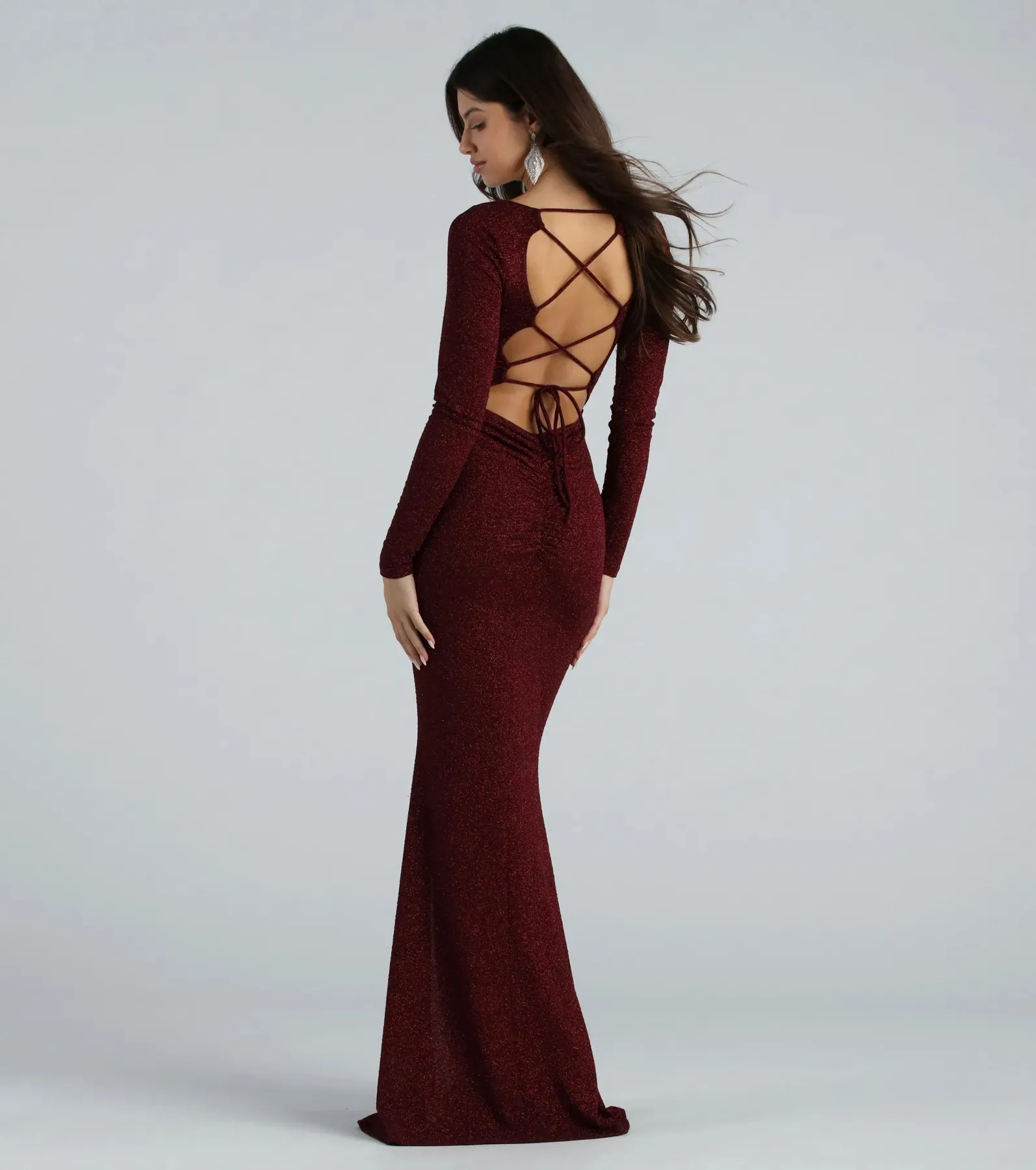 Annie Formal Glitter Lace-Up Mermaid Dress