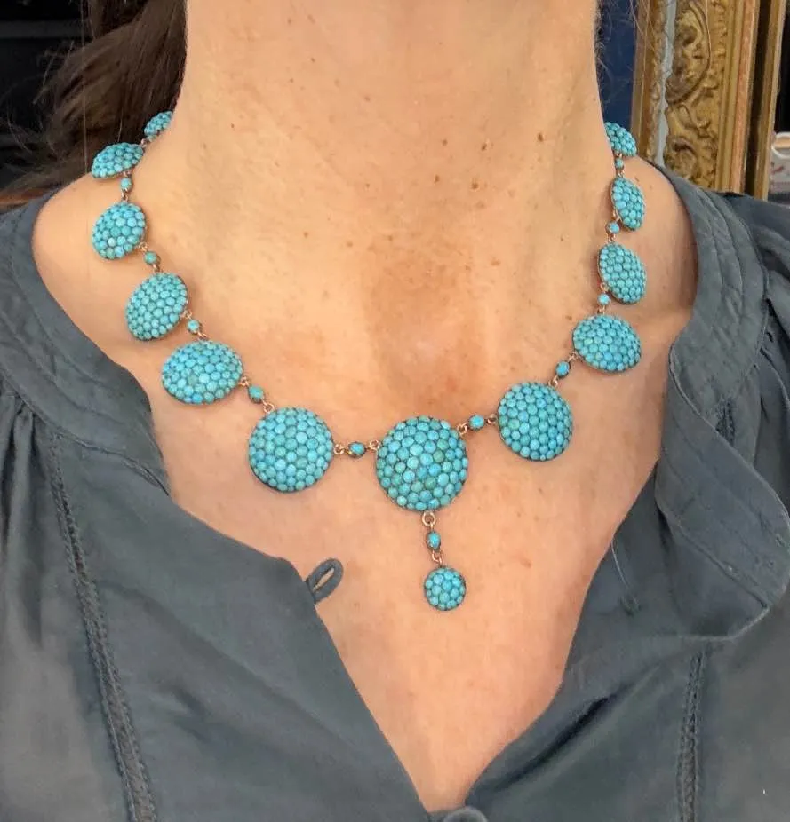 Antique Victorian Turquoise Gold Necklace