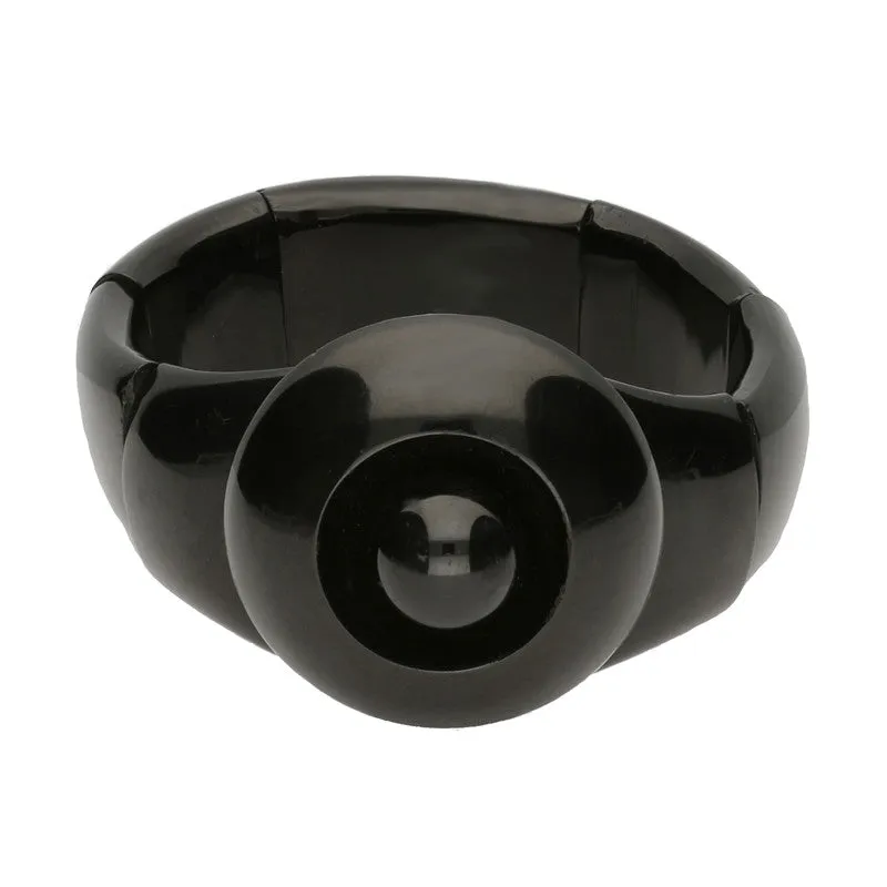 Antique Whitby Jet Carved Ball Bracelet