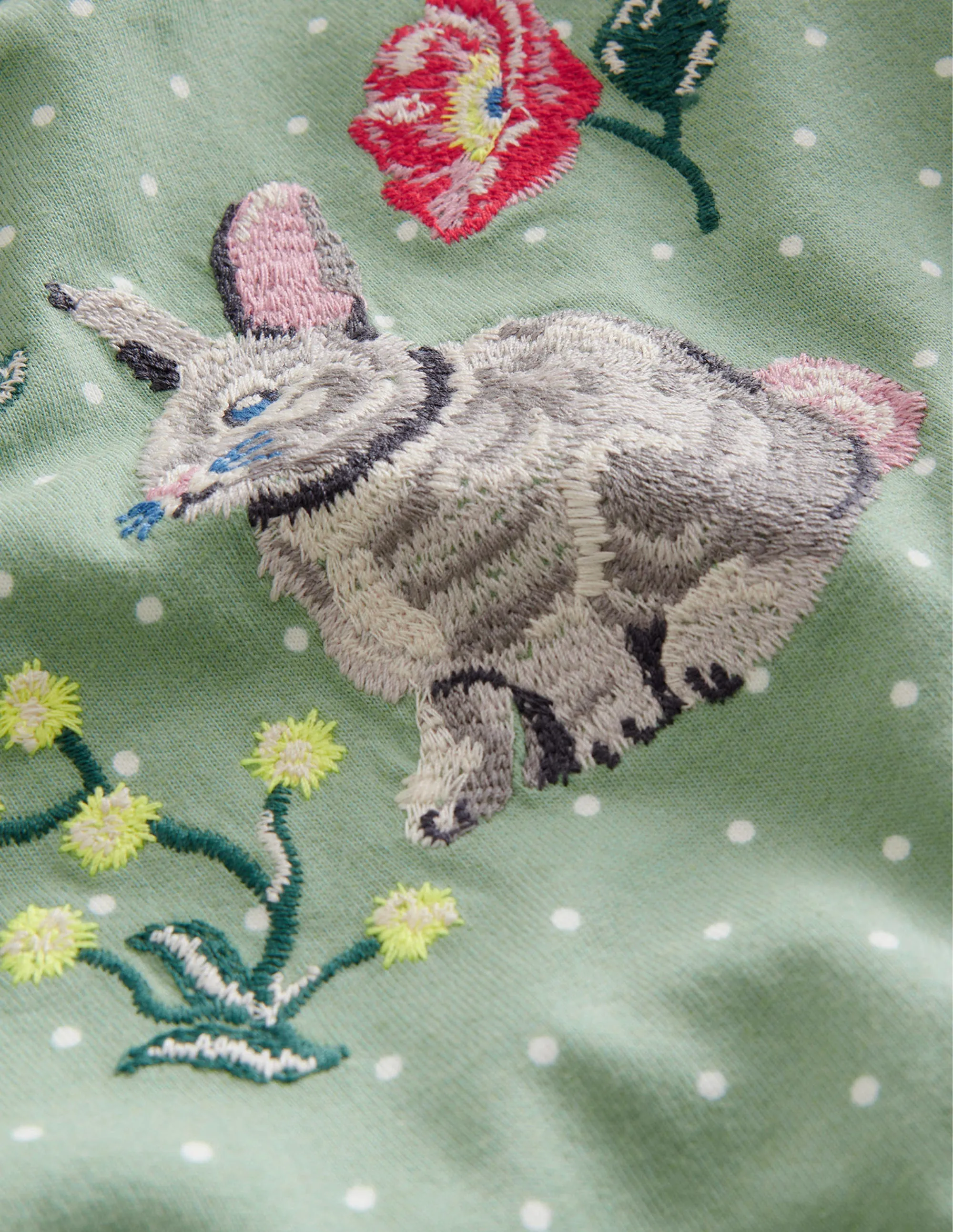 Appliqué Sleeve Detail Top-Green Smoke