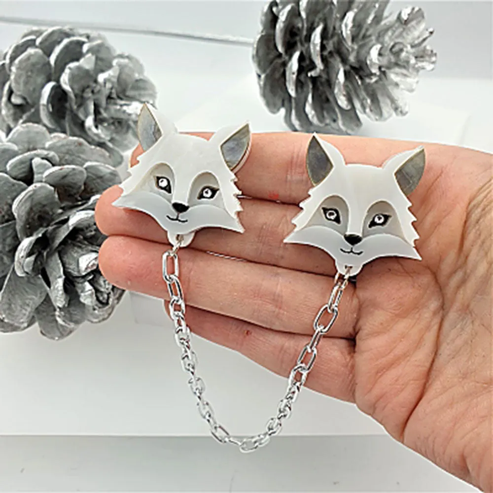 Arctic Fox Collar Clips by Cherryloco