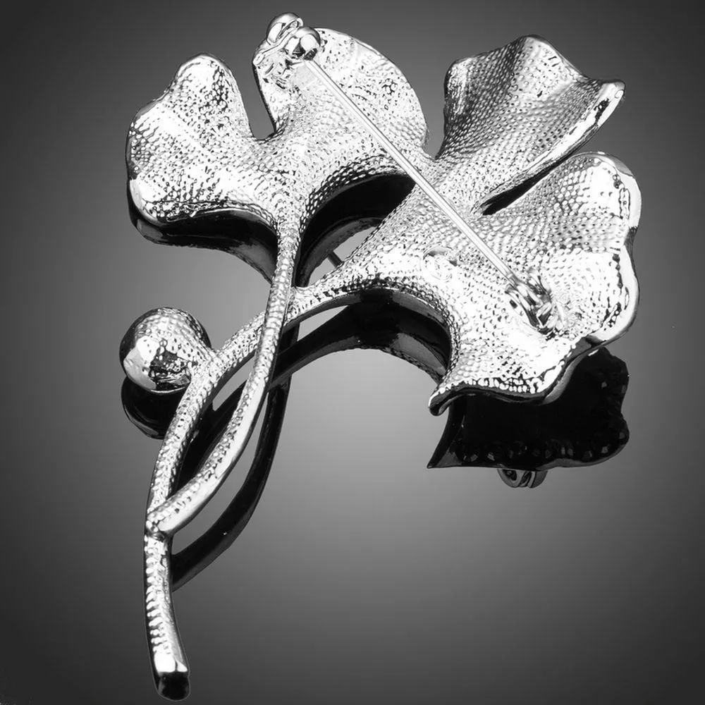 Artistic Hot Pink Crystal Flower Brooch Pin