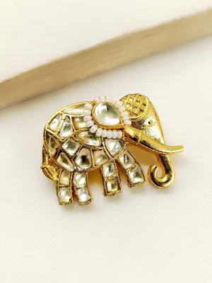 Aspara White Elephant Brooche