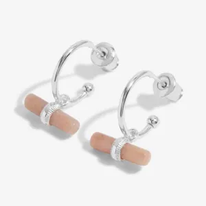 Aura Rhodochrosite Bar Silver Hoop Earrings 6301
