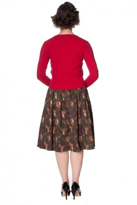 Banned Retro Embroidered Christmas Rockin Robin Red Cardigan