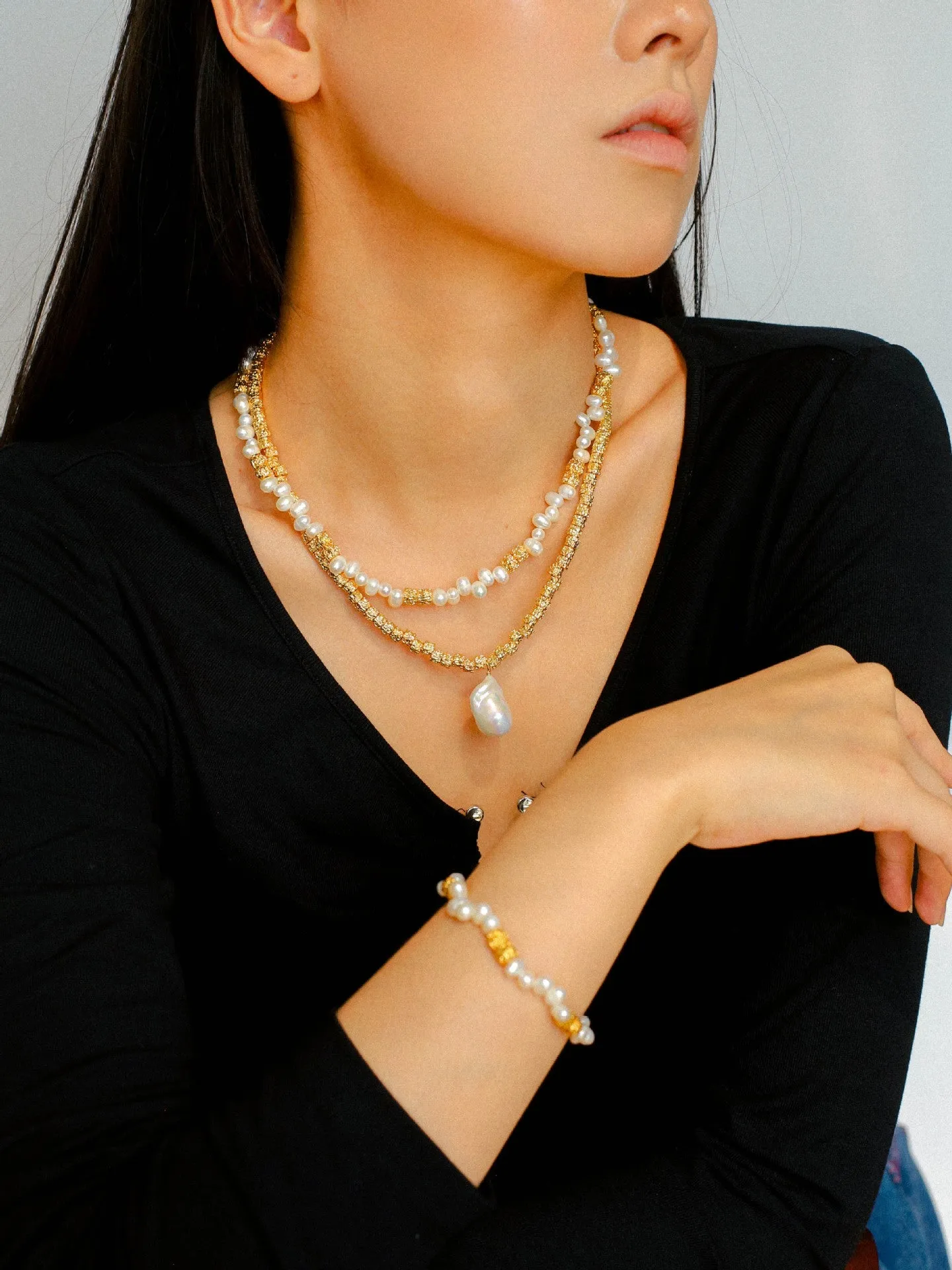 Baroque Lava Metal Necklace