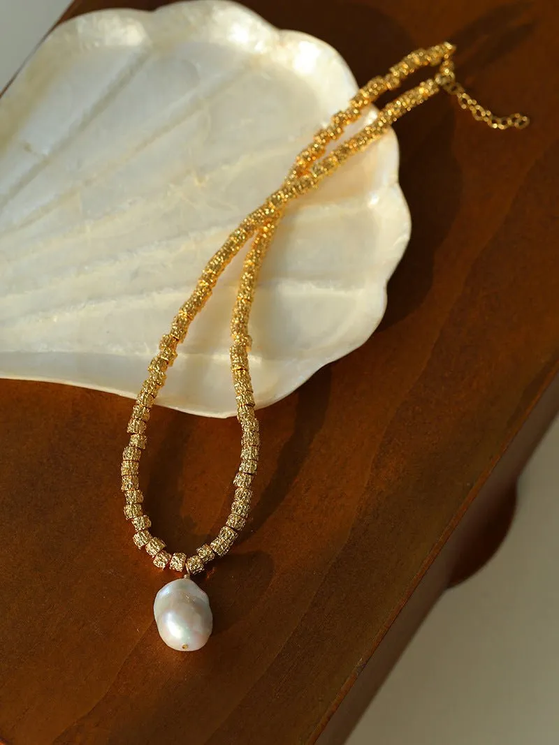 Baroque Lava Metal Necklace