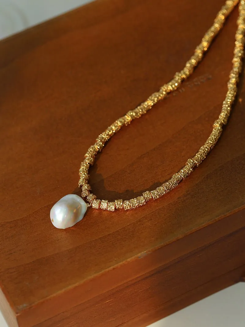 Baroque Lava Metal Necklace