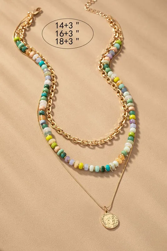 Beaded and Chain Necklaces, 3-Layer