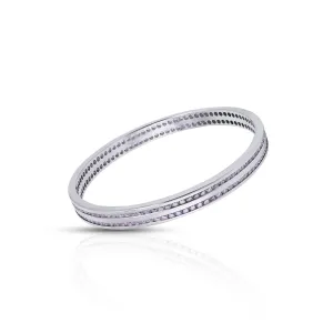 Beautiful Design Multiple Light Pink Stones Silver Bangles