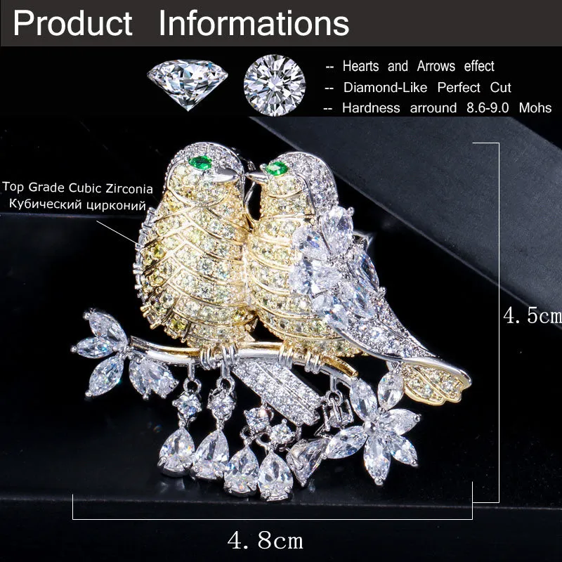 Big Lucky Bird Shape Cubic Zirconia Scarf Buckle Brooches