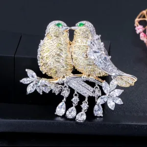 Big Lucky Bird Shape Cubic Zirconia Scarf Buckle Brooches