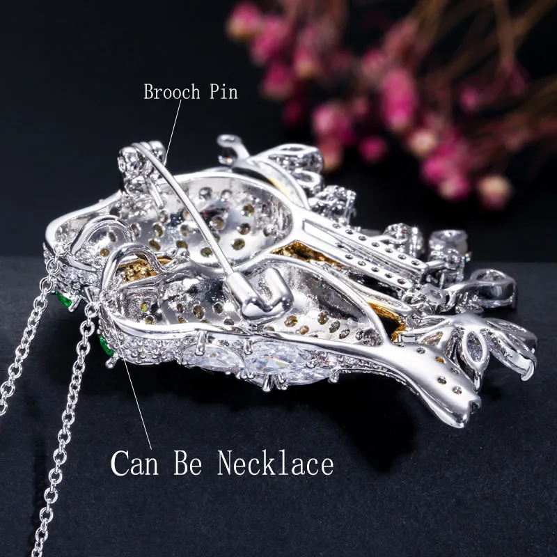 Big Lucky Bird Shape Cubic Zirconia Scarf Buckle Brooches