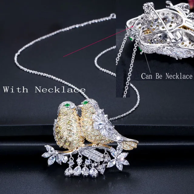 Big Lucky Bird Shape Cubic Zirconia Scarf Buckle Brooches