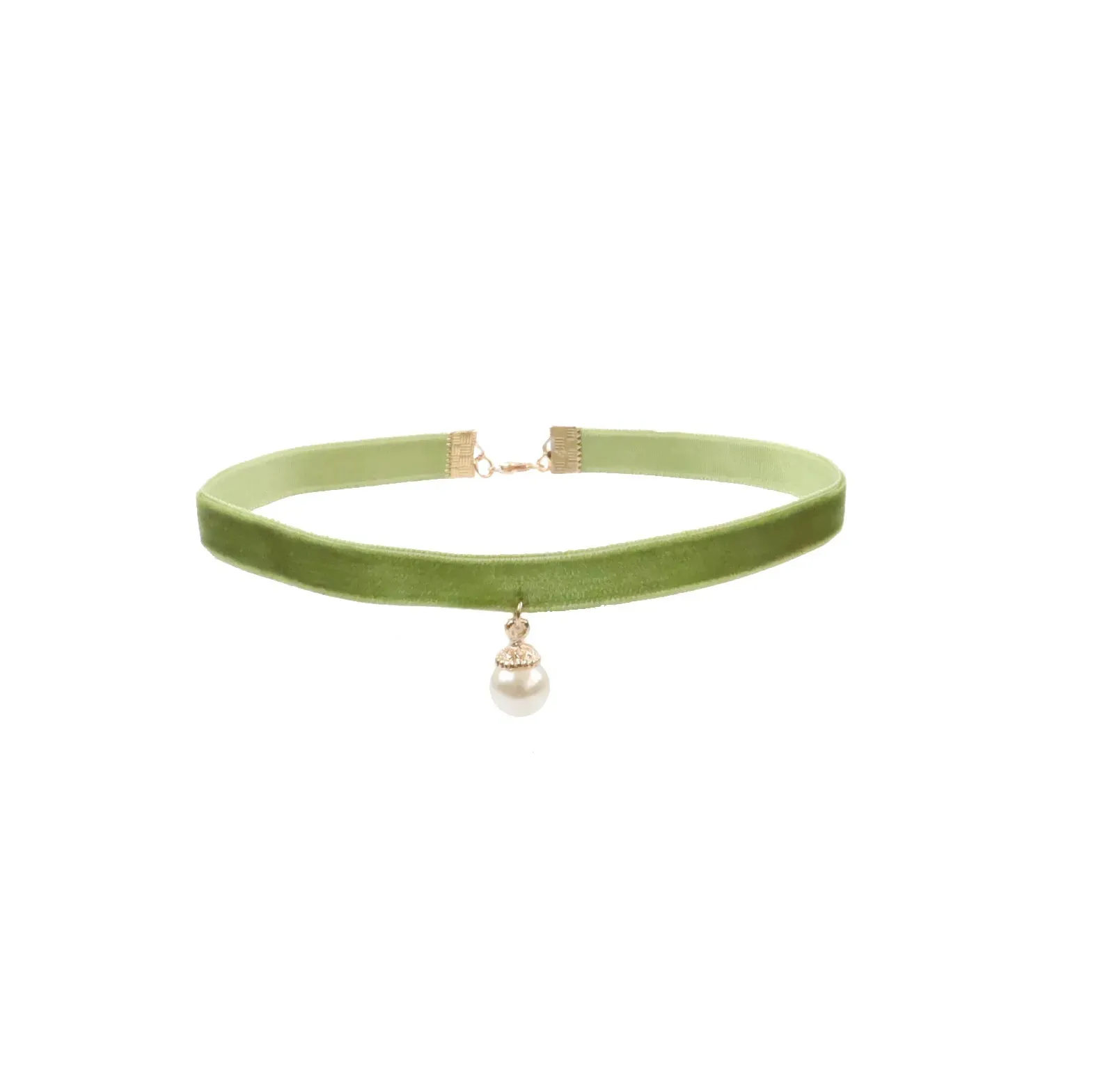 binfenxie Sen series soft sister jewelry girl green neck band peach heart bow neck chain Choker collar collarbone chain necklace