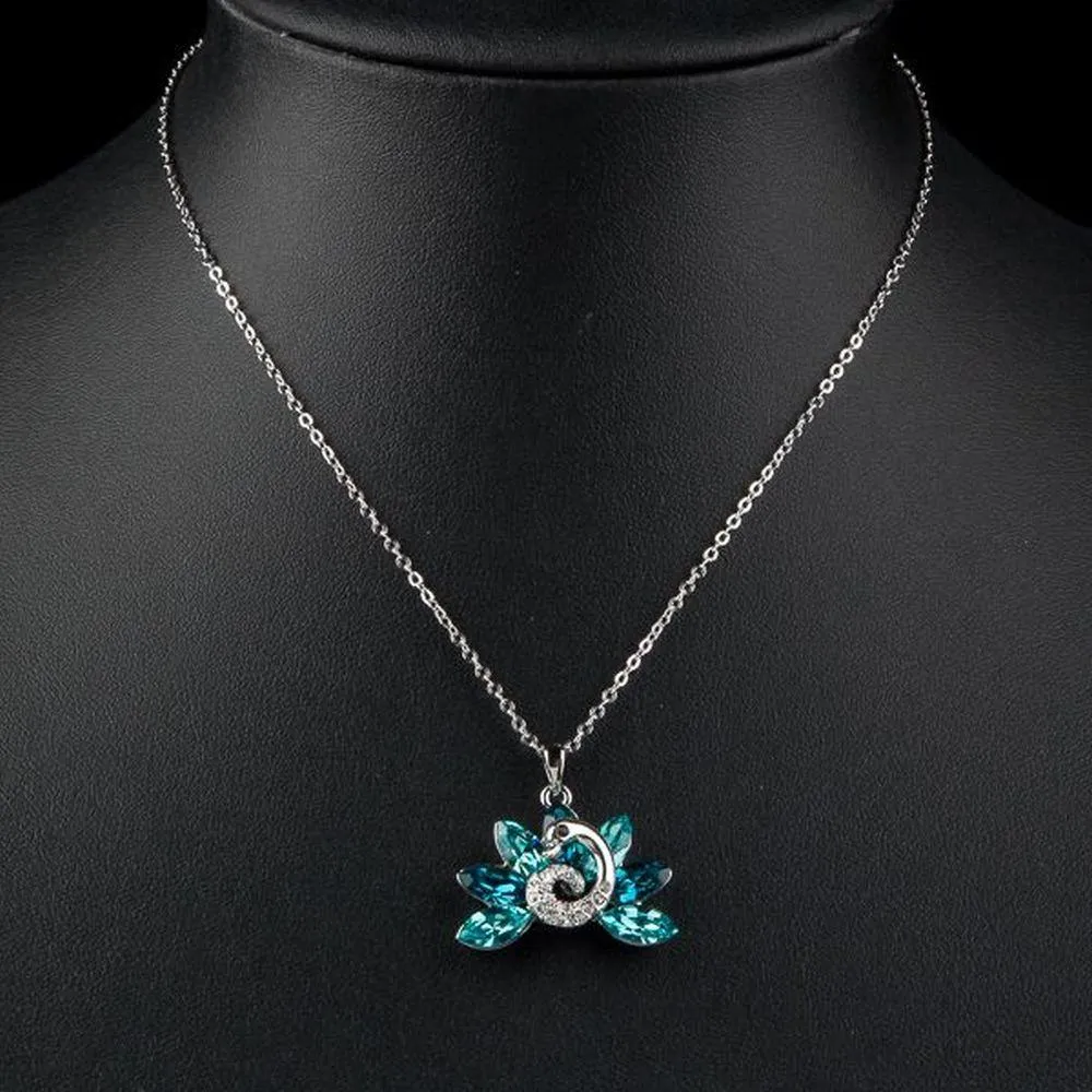 Blue Peacock Tail Necklace KPN0118
