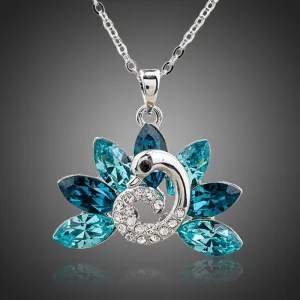 Blue Peacock Tail Necklace KPN0118