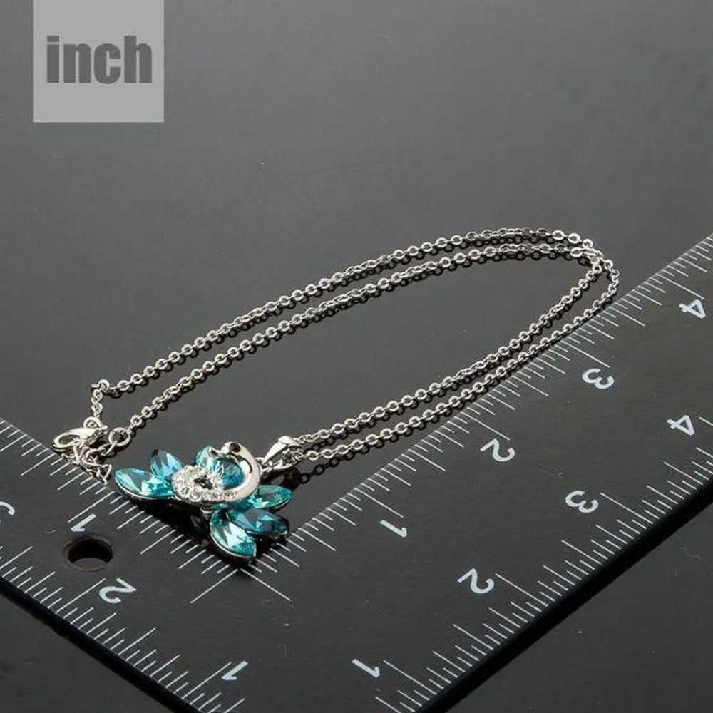 Blue Peacock Tail Necklace KPN0118