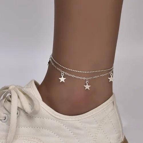 Bohemia Butterfly Silver Plated Ankle Bracelet - Adjustable 22-27cm Length, Hypoallergenic Gold/Silver Finish