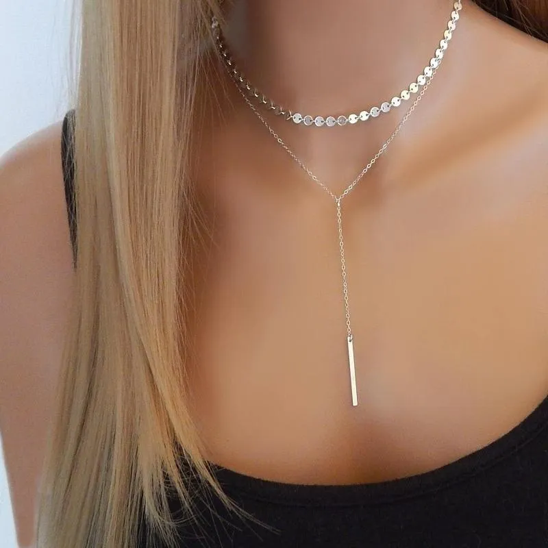 Boho Necklaces Set Choker   Silver Pendant