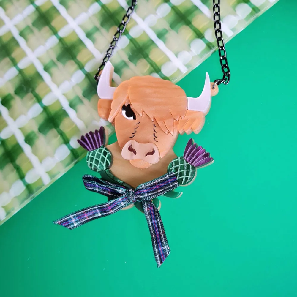 Bonnie The Highland Cow Necklace by Cherryloco Jewellery