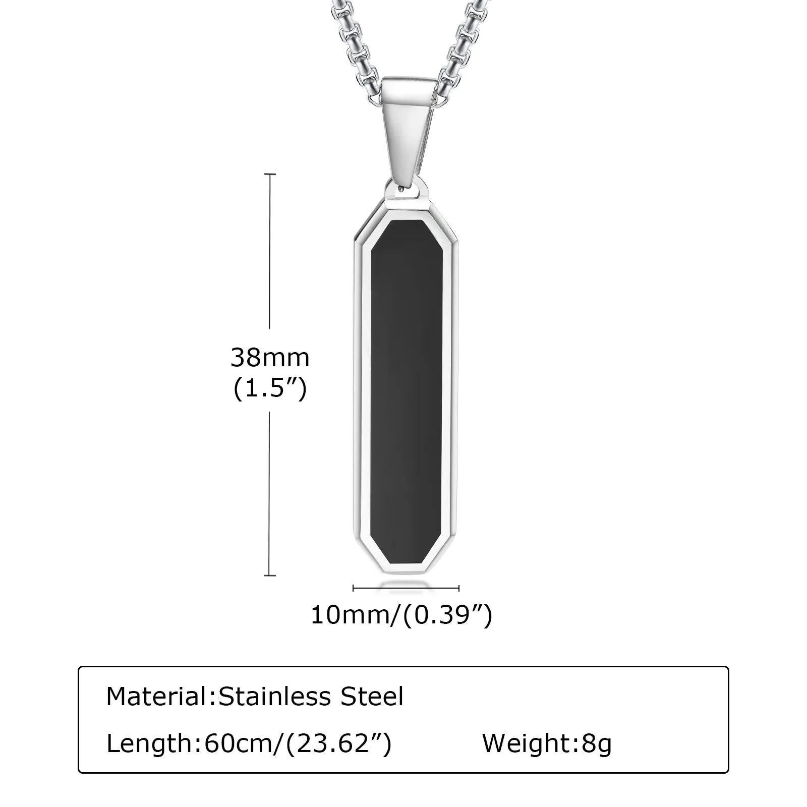 Casual Black Vertical Bar Necklaces for Men
