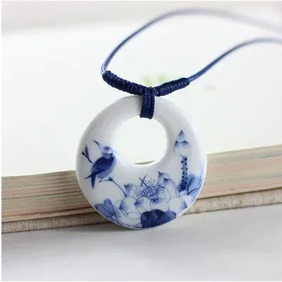 Ceramic retro style necklaces women's pendant