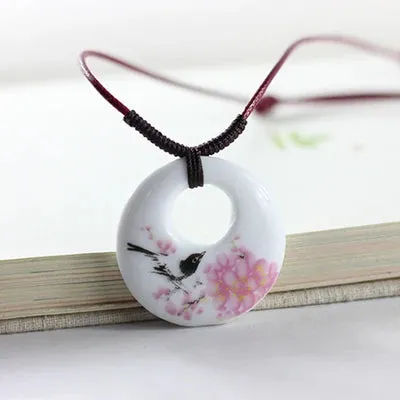 Ceramic retro style necklaces women's pendant
