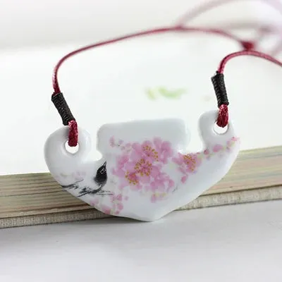 Ceramic retro style necklaces women's pendant