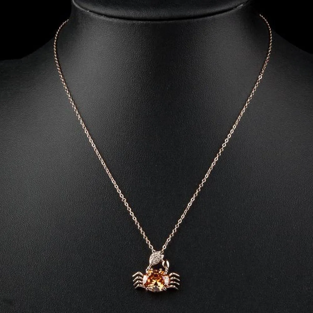 Champagne Crab Pendant Necklace KPN0081
