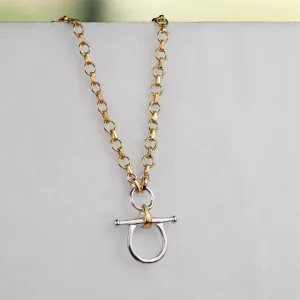Chelsea - Two Tone Snaffle Horse Bit 14K Gold on Sterling Silver Necklace