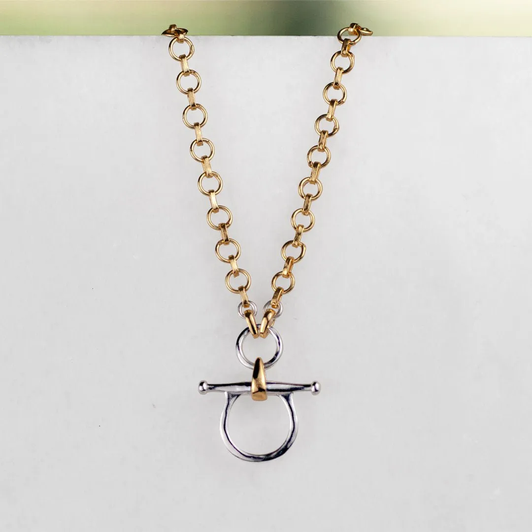 Chelsea - Two Tone Snaffle Horse Bit 14K Gold on Sterling Silver Necklace